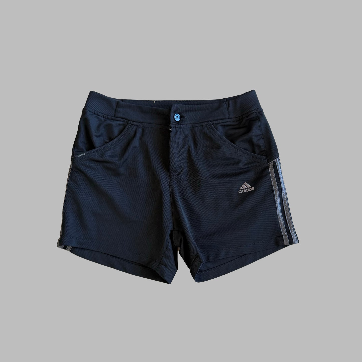 Adidas Cursive Spell Out Three Stripe Mini Shorts - M