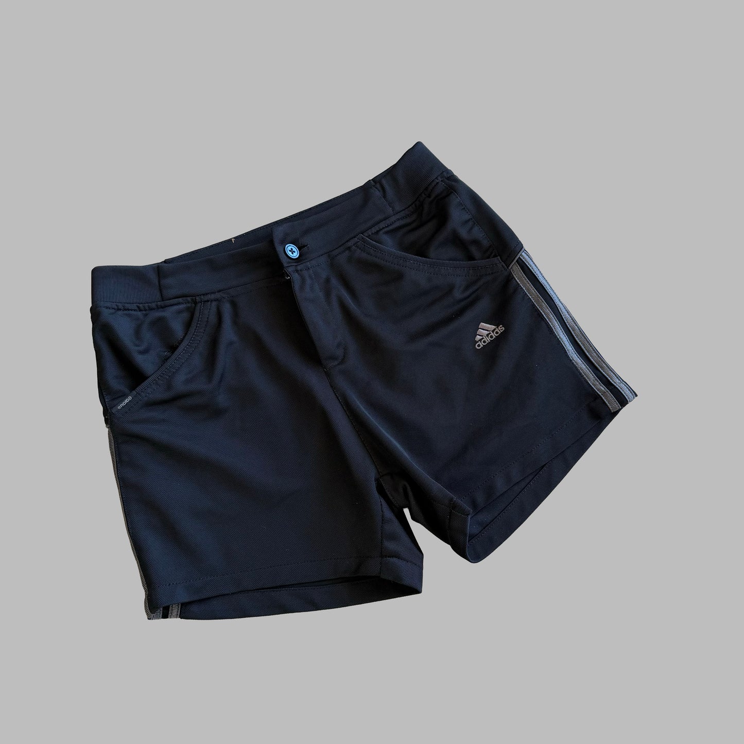 Adidas Cursive Spell Out Three Stripe Mini Shorts - M
