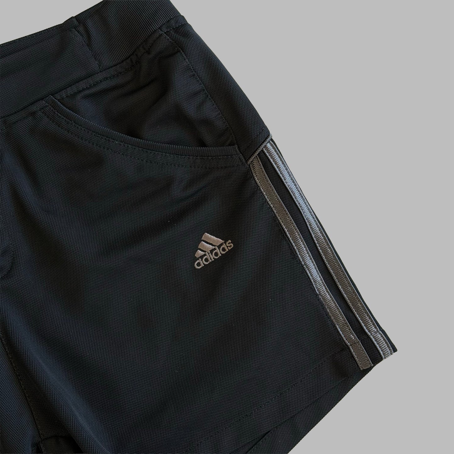Adidas Cursive Spell Out Three Stripe Mini Shorts - M