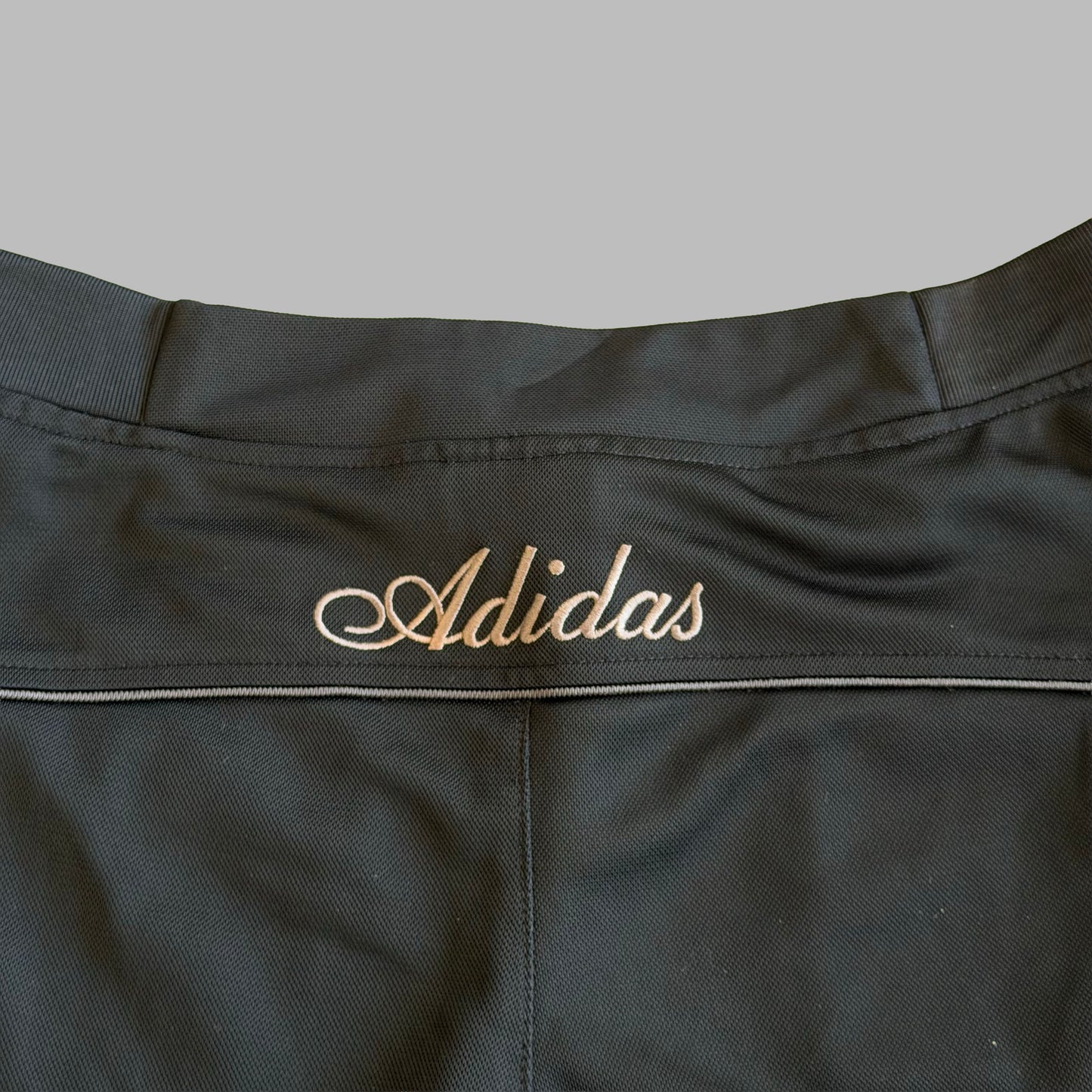 Adidas Cursive Spell Out Three Stripe Mini Shorts - M