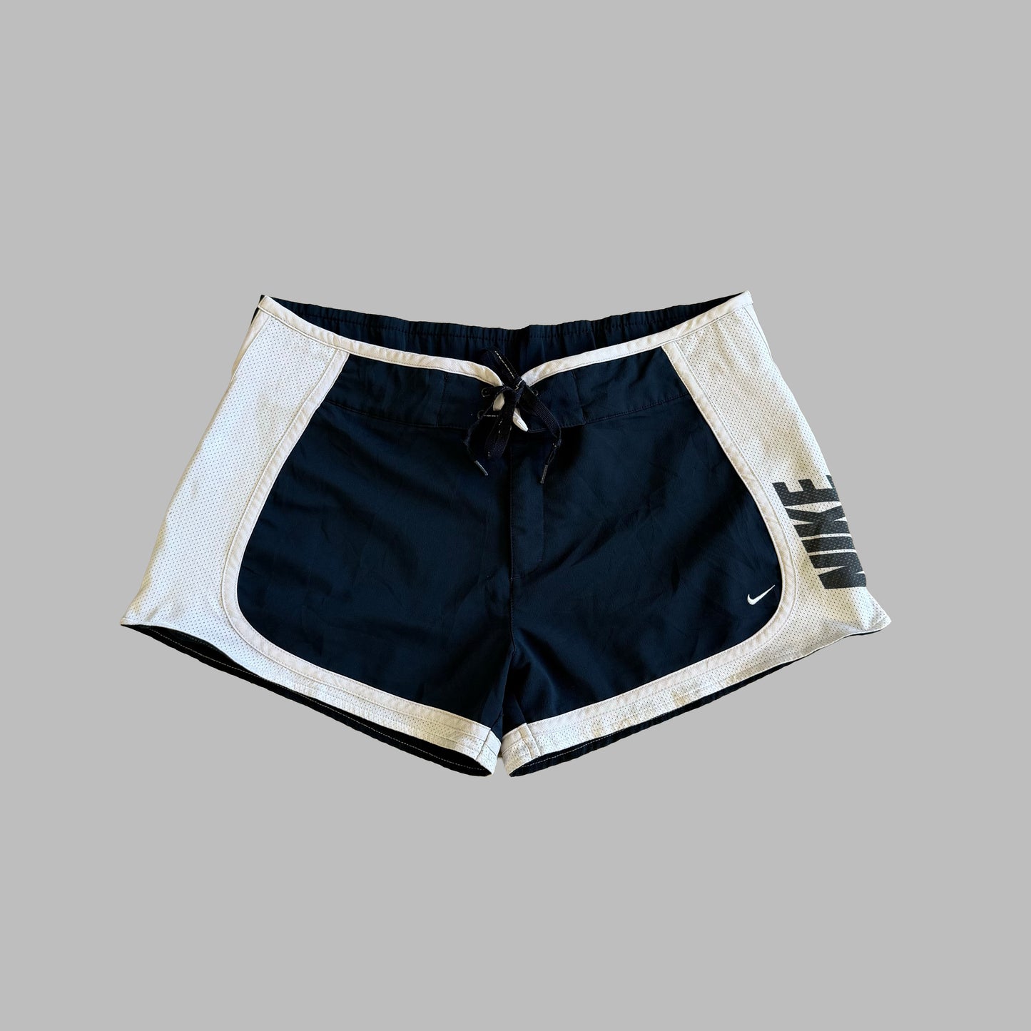 Y2K Nike Spell Out Panelled Activewear Mini Shorts - L