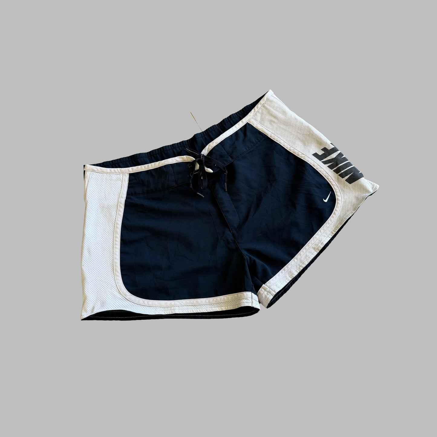 Y2K Nike Spell Out Panelled Activewear Mini Shorts - L