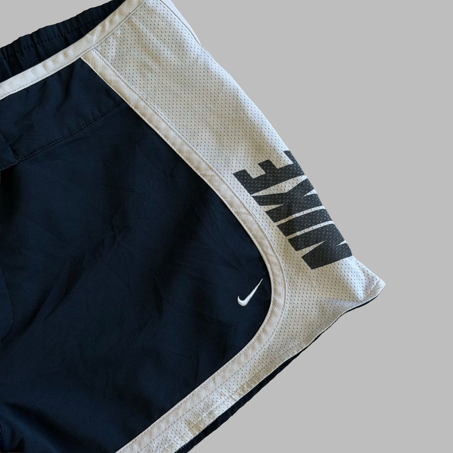 Y2K Nike Spell Out Panelled Activewear Mini Shorts - L