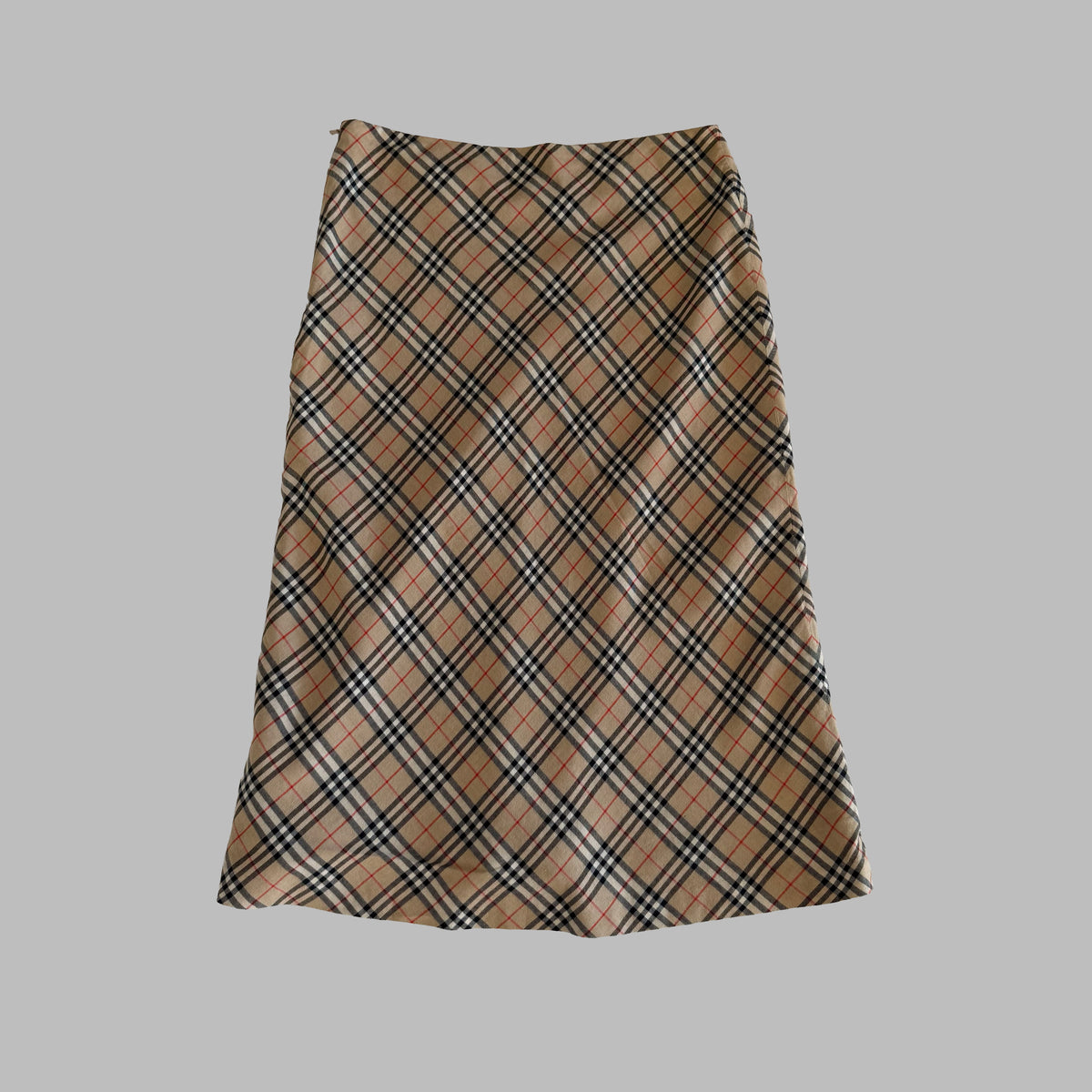 Y2K Burberry Nova Check A-Line Midi Skirt - 29"