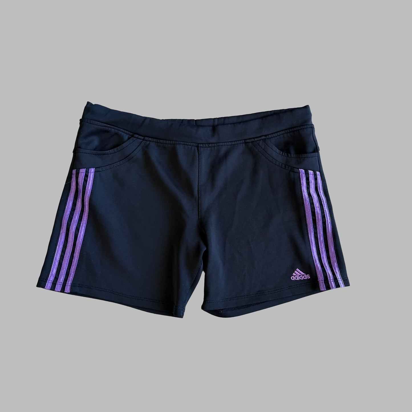 Y2K Adidas Three Stripe Activewear Micro Shorts - L