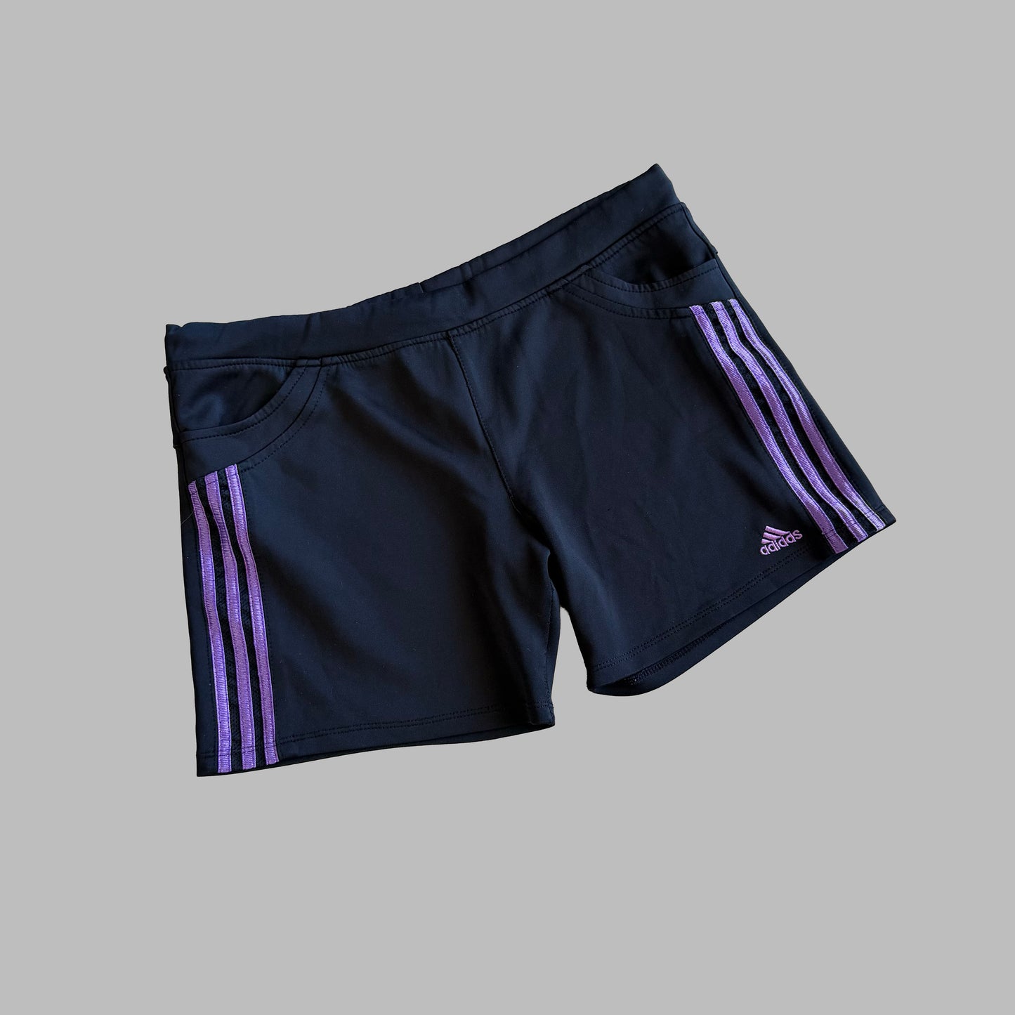 Y2K Adidas Three Stripe Activewear Micro Shorts - L