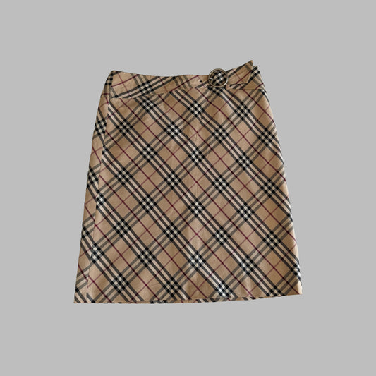 Y2K Burberry Nova Check Midi Skirt - 30"
