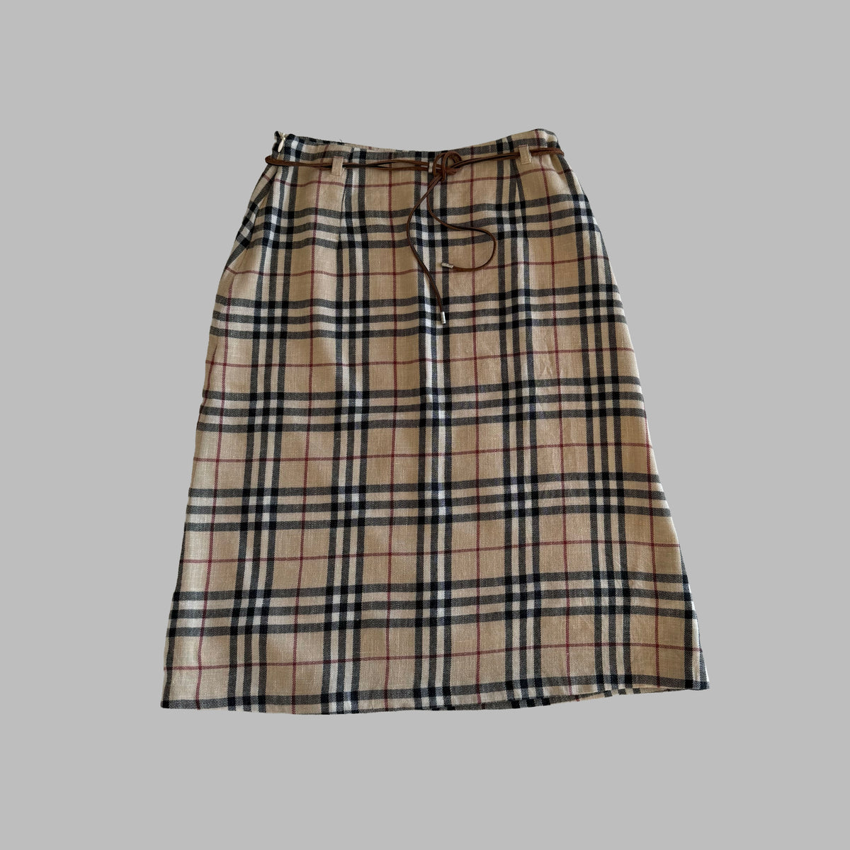 Y2K Burberry Nova Check A-Line Midi Skirt - 29"