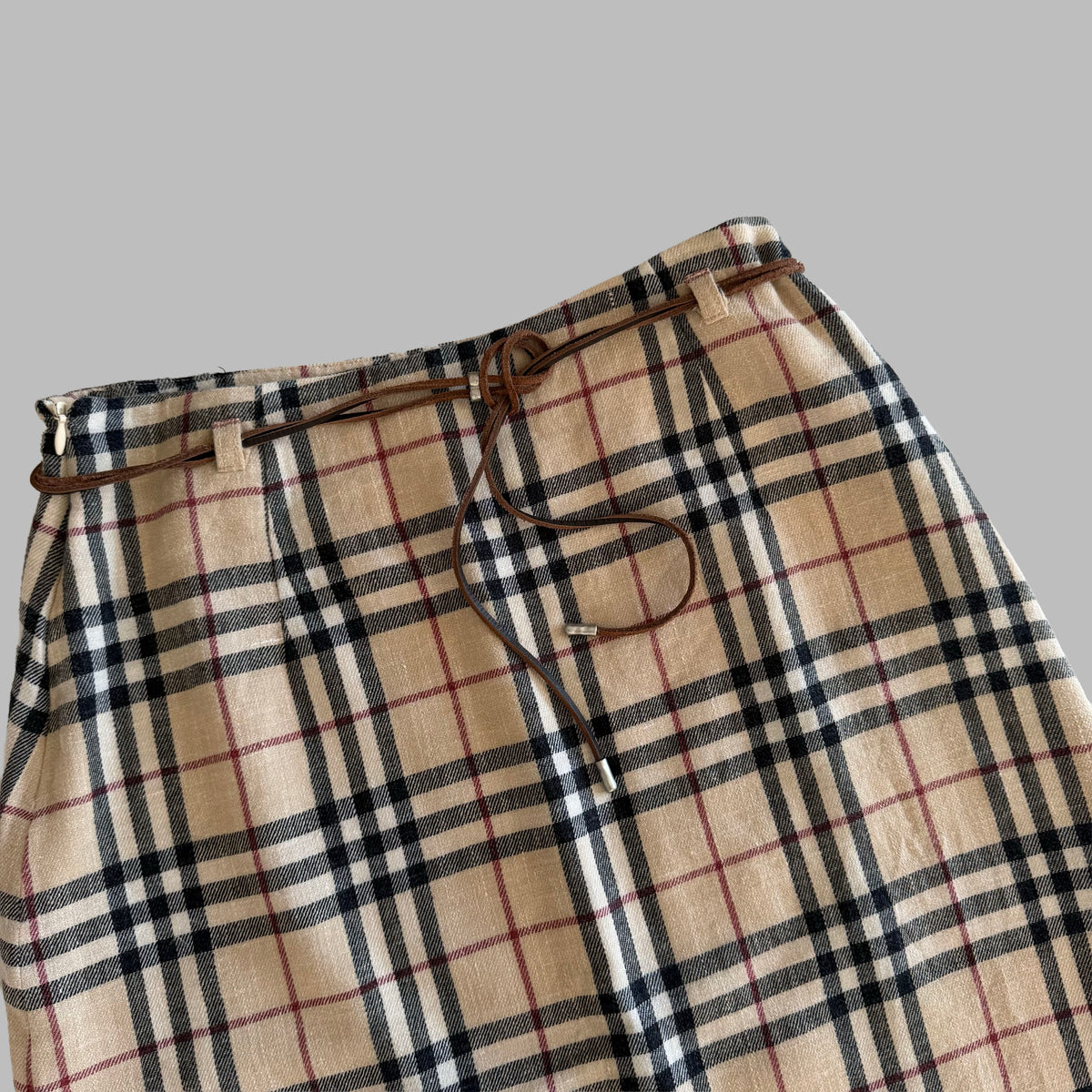 Y2K Burberry Nova Check A-Line Midi Skirt - 29"
