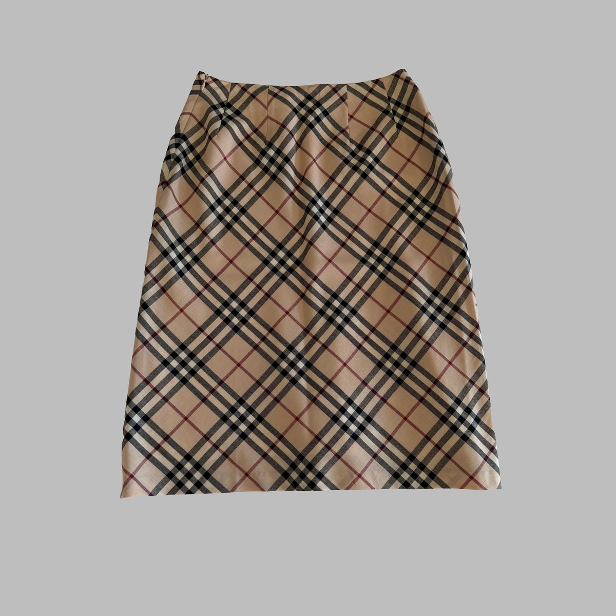 Y2K Burberry Nova Check Midi Skirt - 30"
