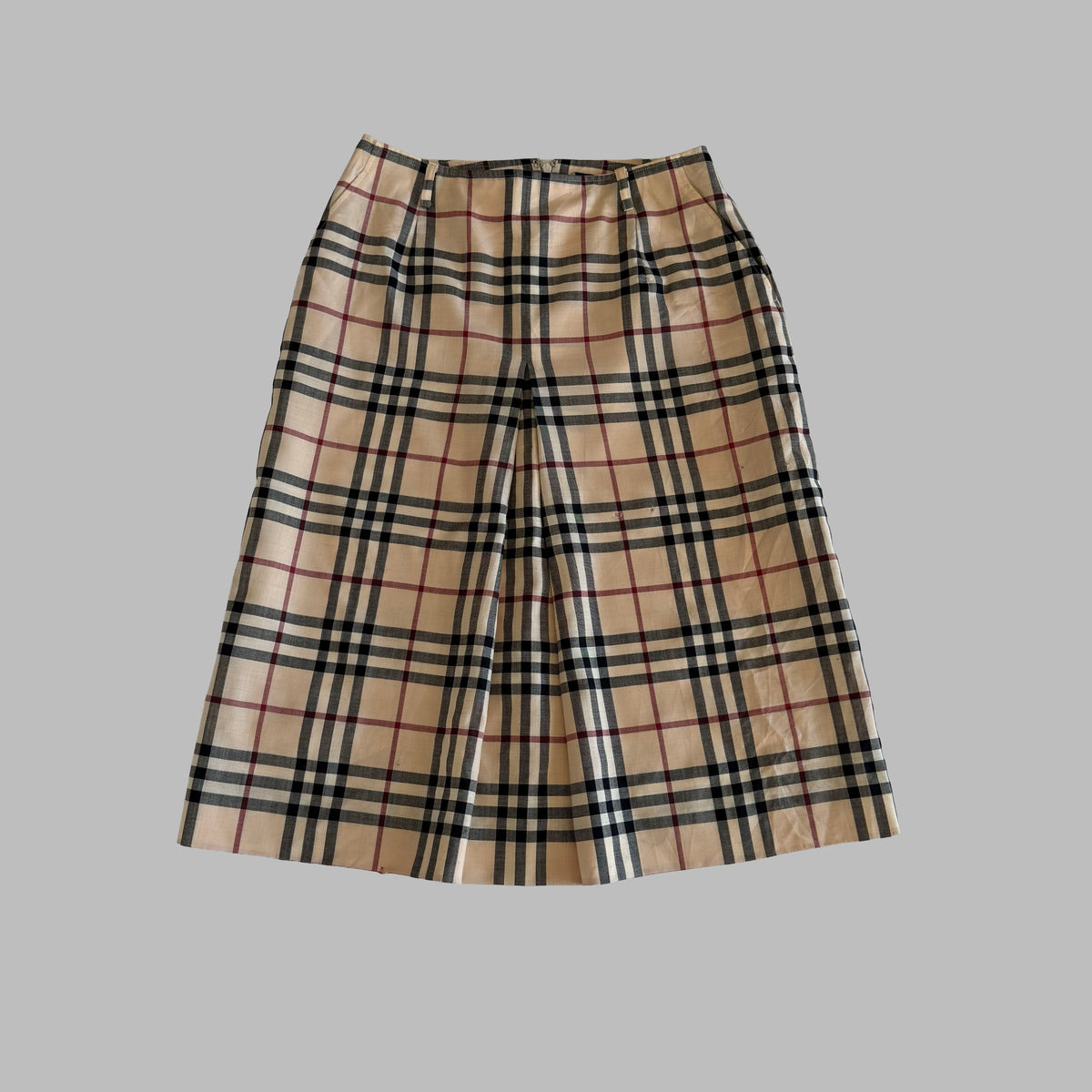 Y2K Burberry Nova Check Pleated Midi Skirt - 27"