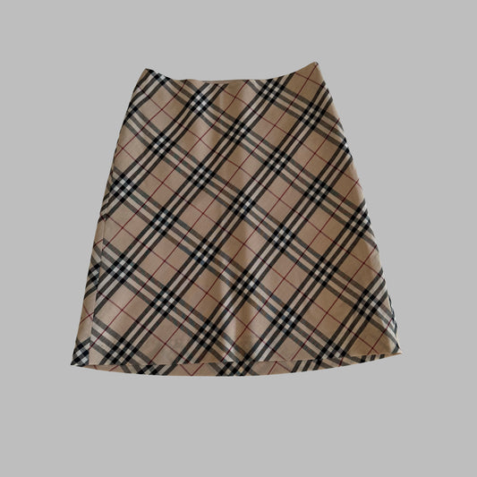 Y2K Burberry Nova Check Midi Skirt - 26"