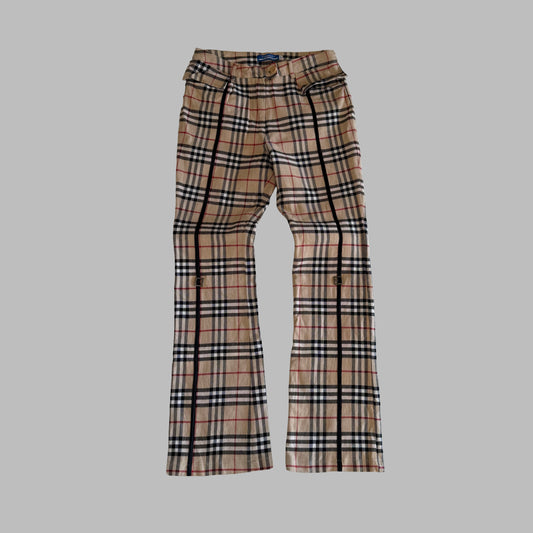 Y2K Burberry Nova Check Flared Jeans - 26"