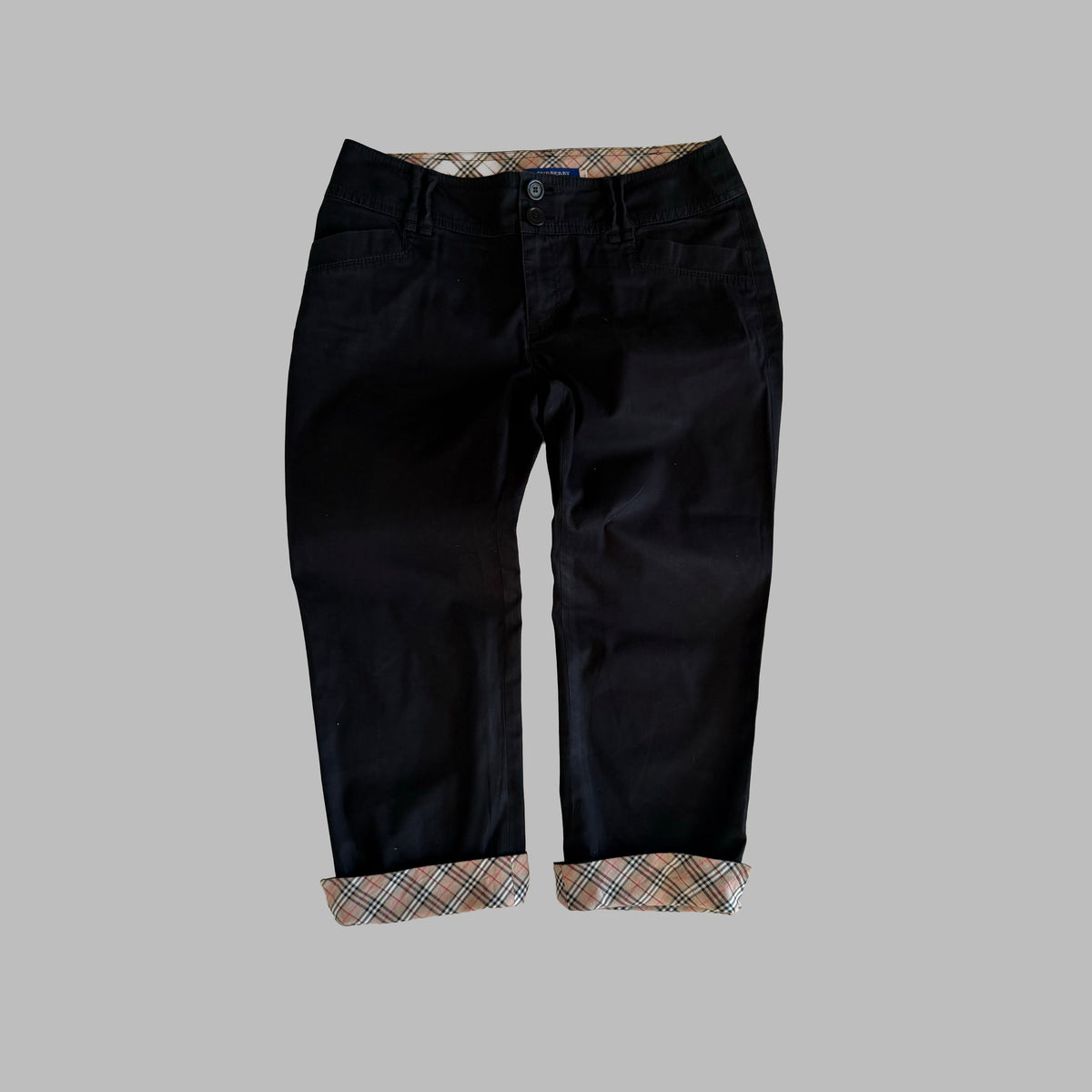 Y2K Burberry Blue Label Fold-Over Capris - 30"