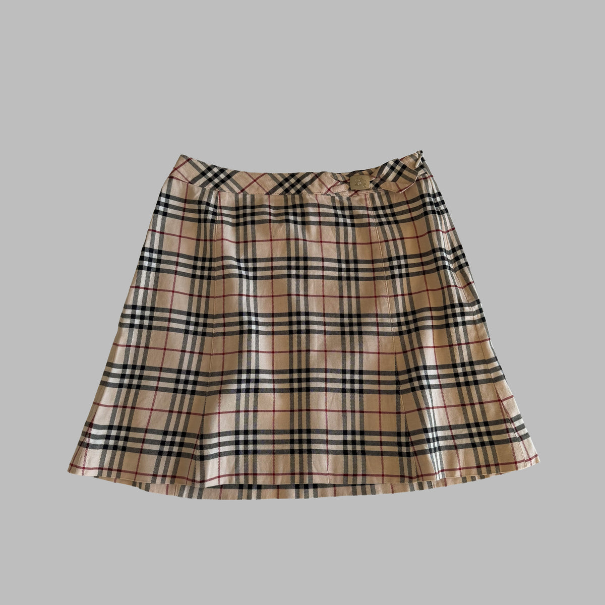 Y2K Burberry Pleated Mini Skirt - 26"
