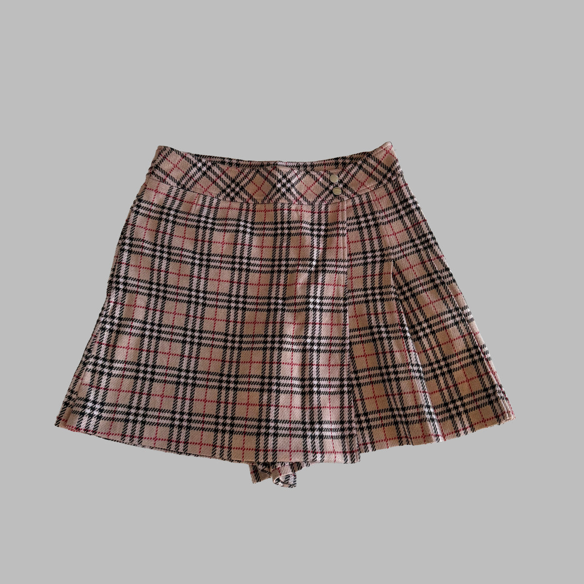 Y2K Burberry Checkered Pleated Mini Skort - 26"
