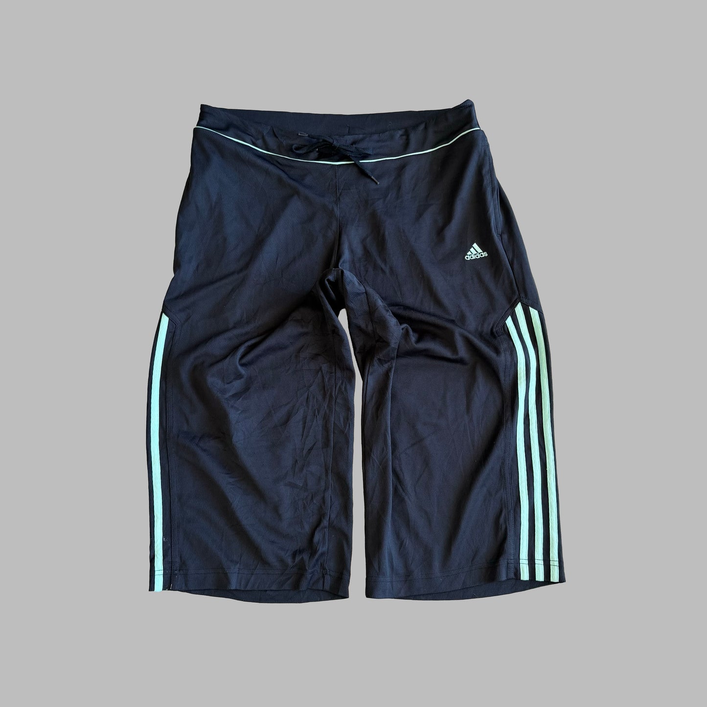 Y2K Adidas Three Stripe Activewear Capris - L