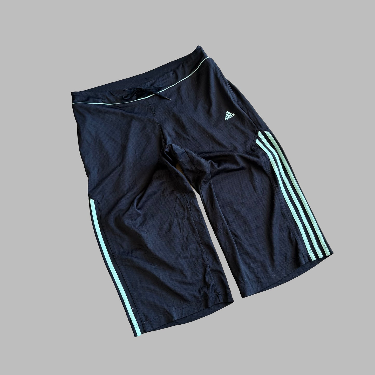 Y2K Adidas Three Stripe Activewear Capris - L