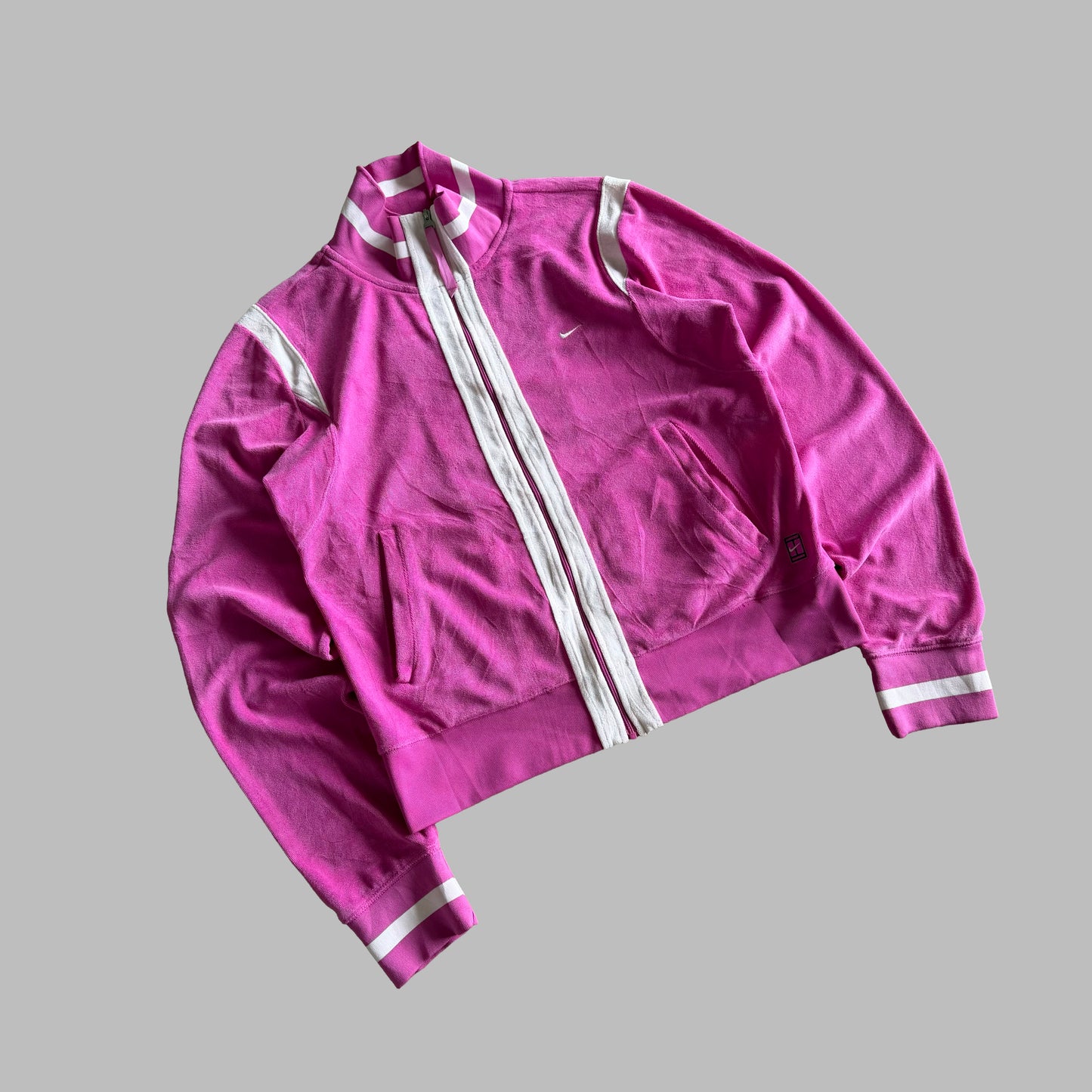 Y2K Nike Striped Towelling Track Jacket - M