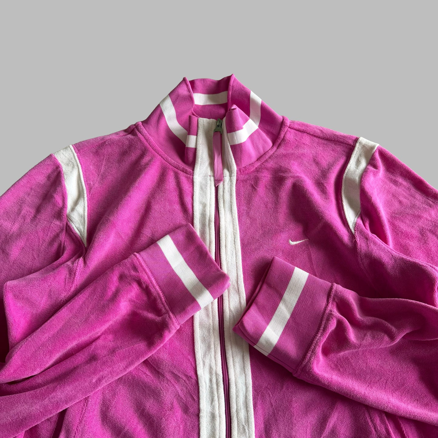 Y2K Nike Striped Towelling Track Jacket - M