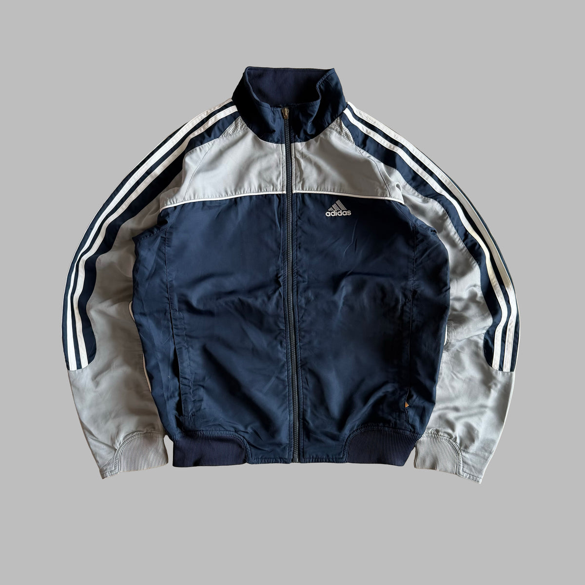 Y2K Adidas Three Stripe Panelled Track Jacket - M