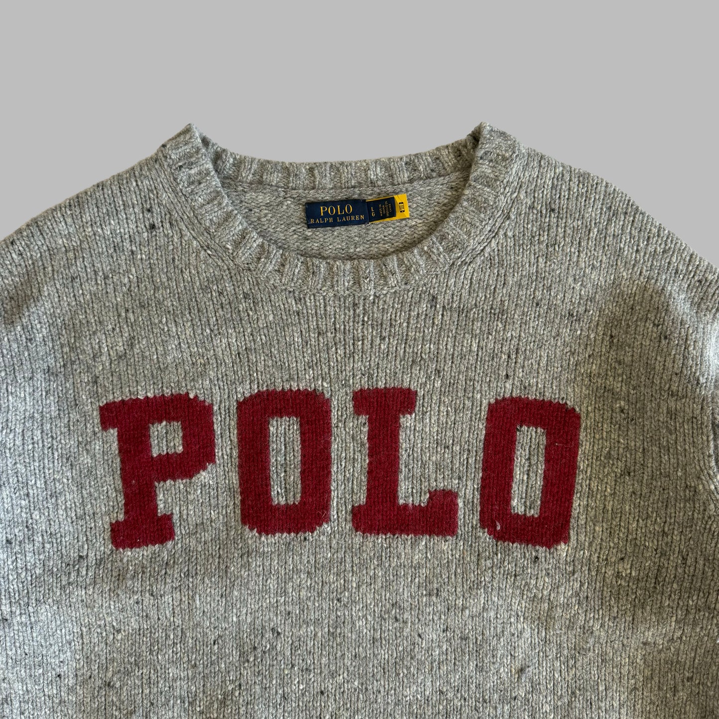 Polo Ralph Lauren Spell Out Heavy Knit Sweater - L