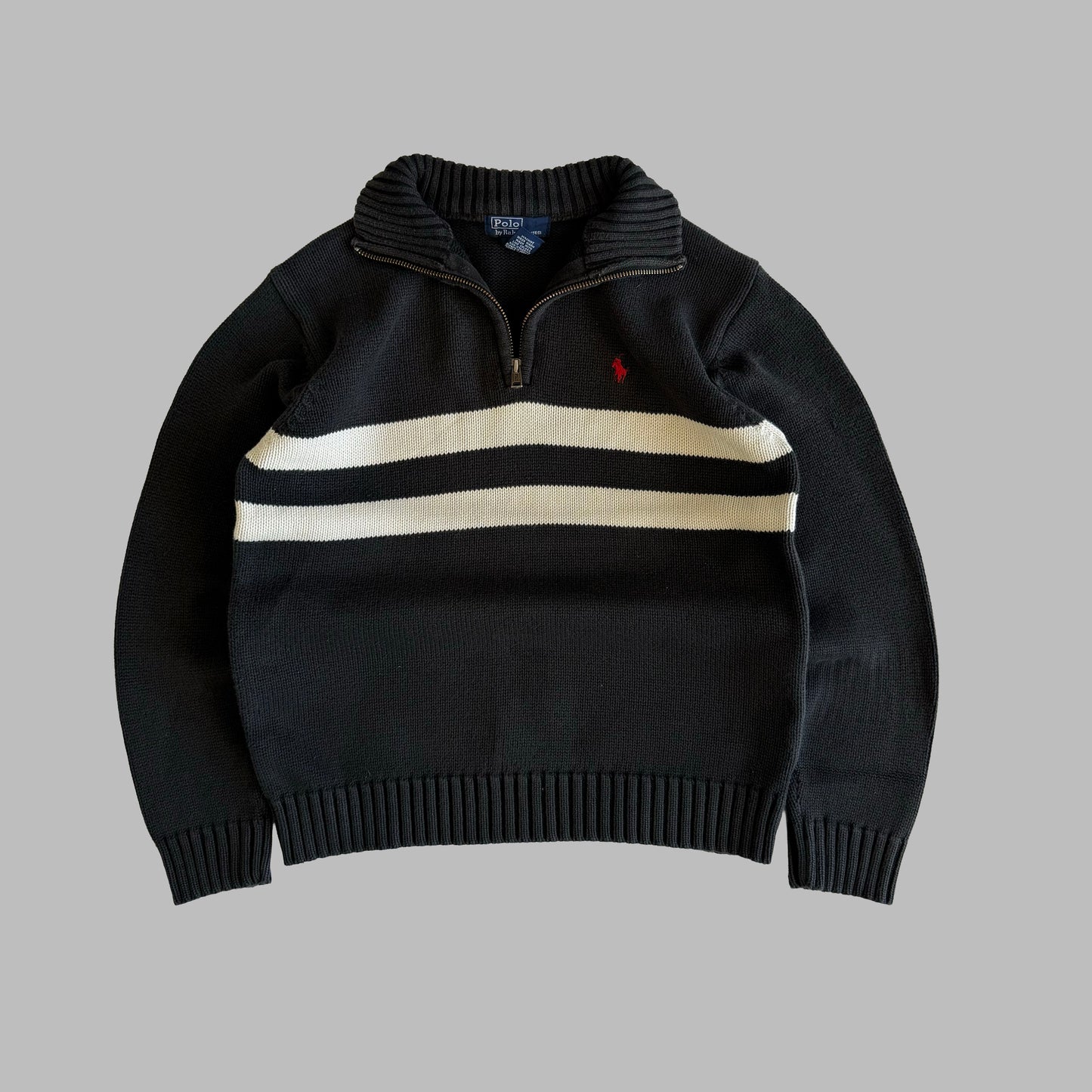 90s Polo Ralph Lauren Striped Quarter Zio - XXS