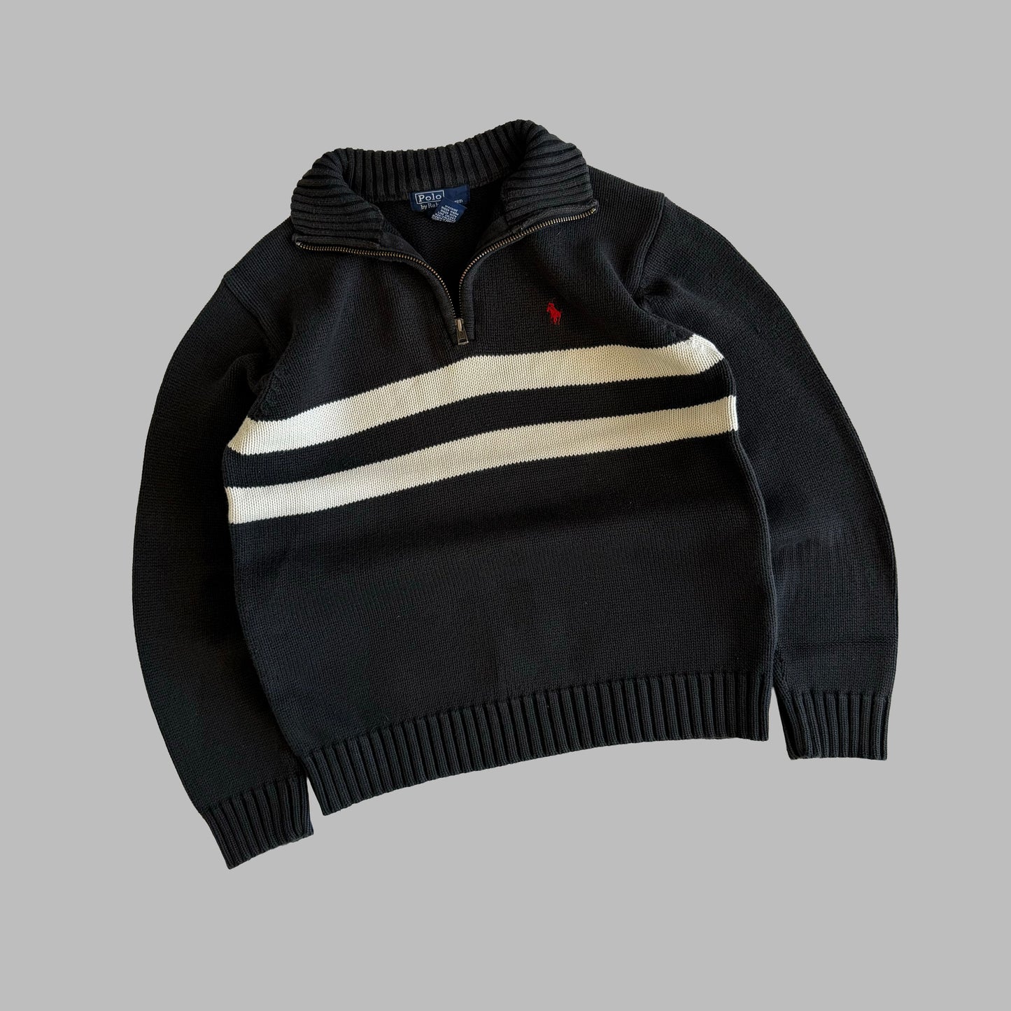 90s Polo Ralph Lauren Striped Quarter Zio - XXS