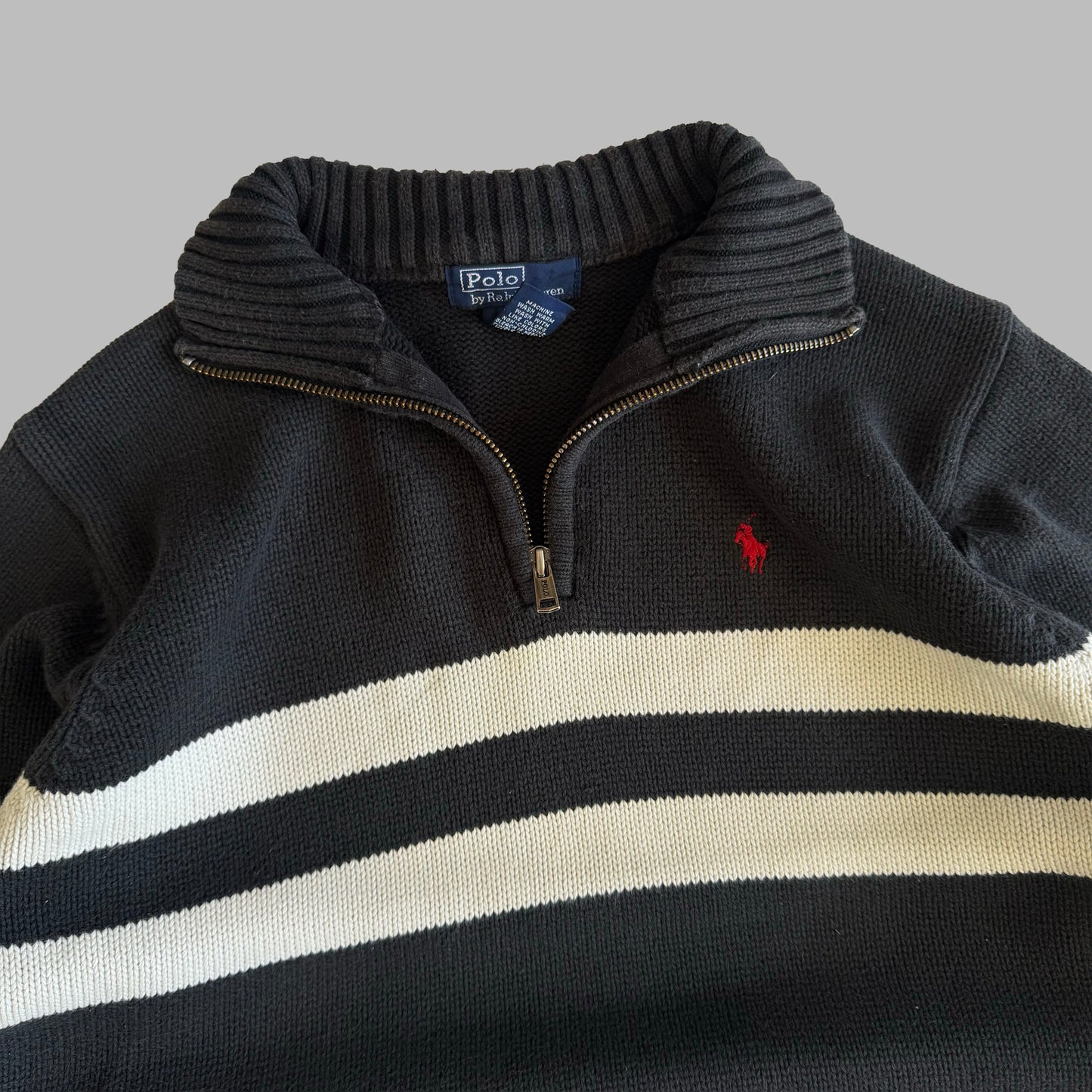 90s Polo Ralph Lauren Striped Quarter Zio - XXS