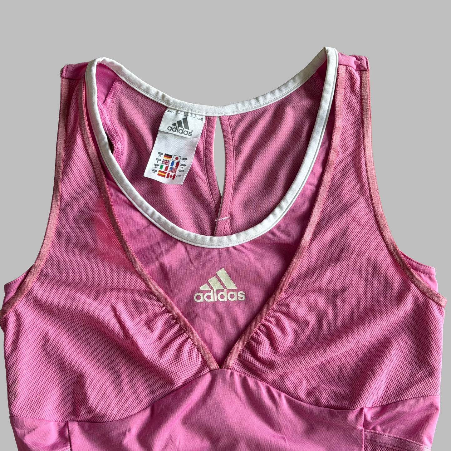 Y2K Adidas Mesh Panelled Activewear Top - M
