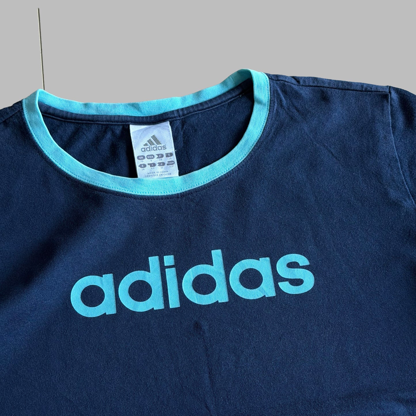 Y2K Adidas Spell Out Ringer Baby Tee - S