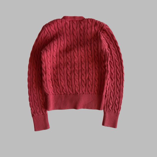 Y2K Polo Ralph Lauren Bow Cable Knit Cardigan - XS