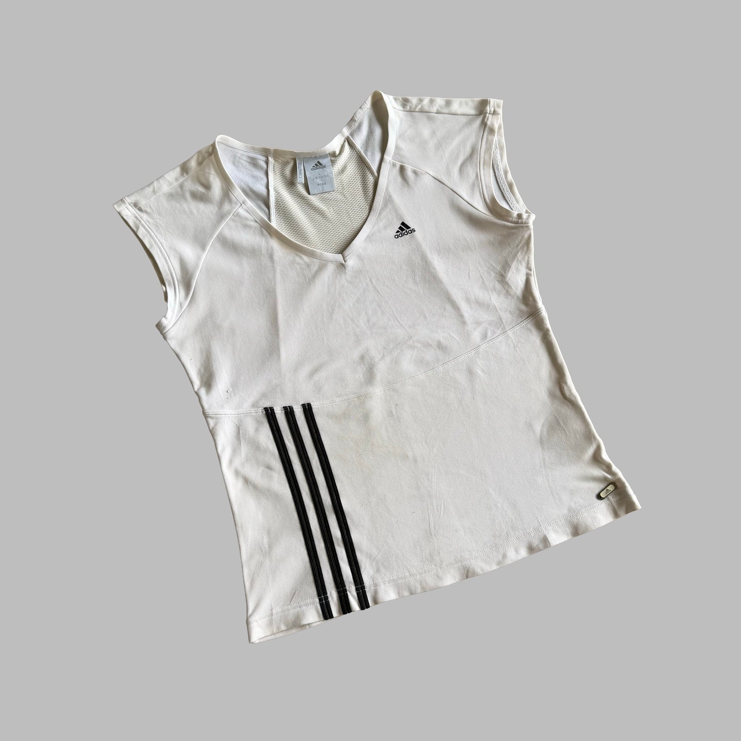 Y2K Adidas Three Stripe Activewear Top - L/XL