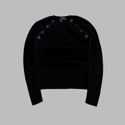 Y2K Polo Ralph Lauren Button Shoulder Knit - S