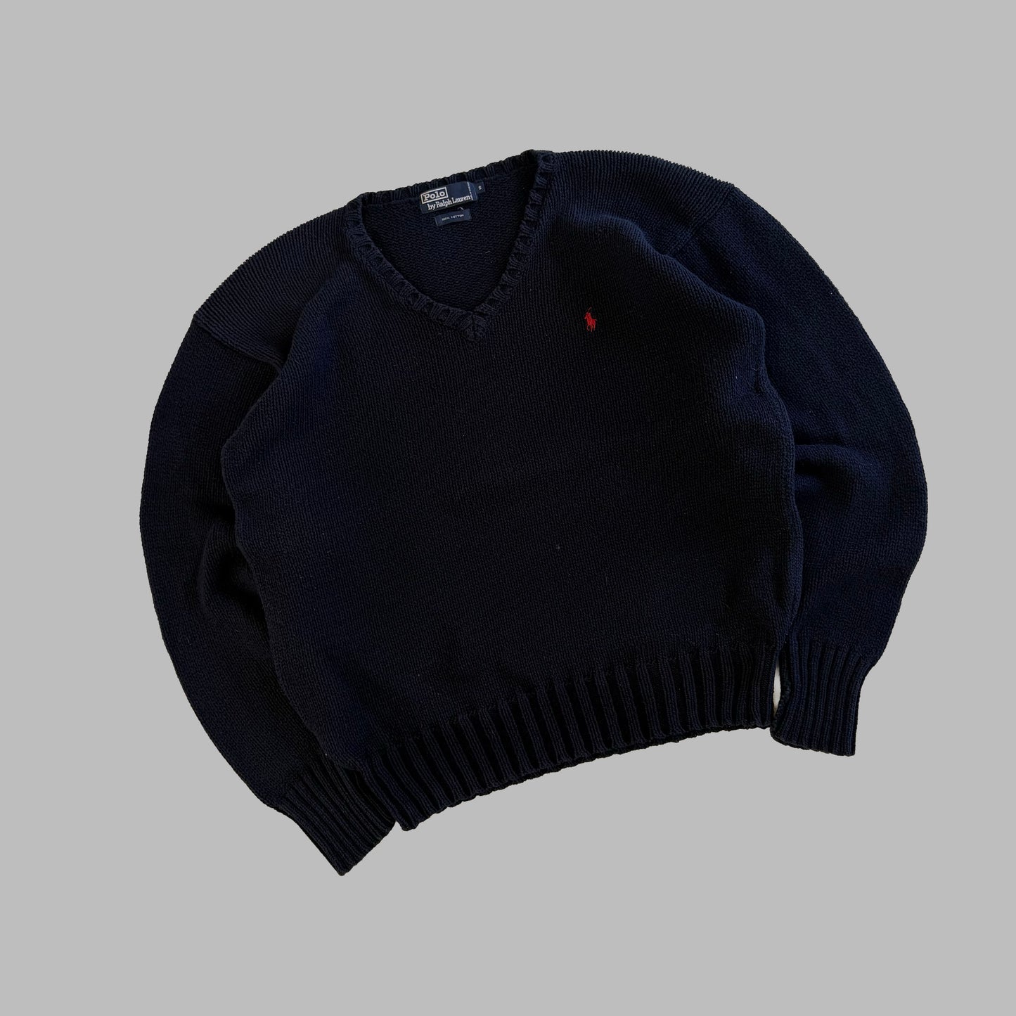 90s Polo Ralph Lauren V-neck Heavy Knit - L