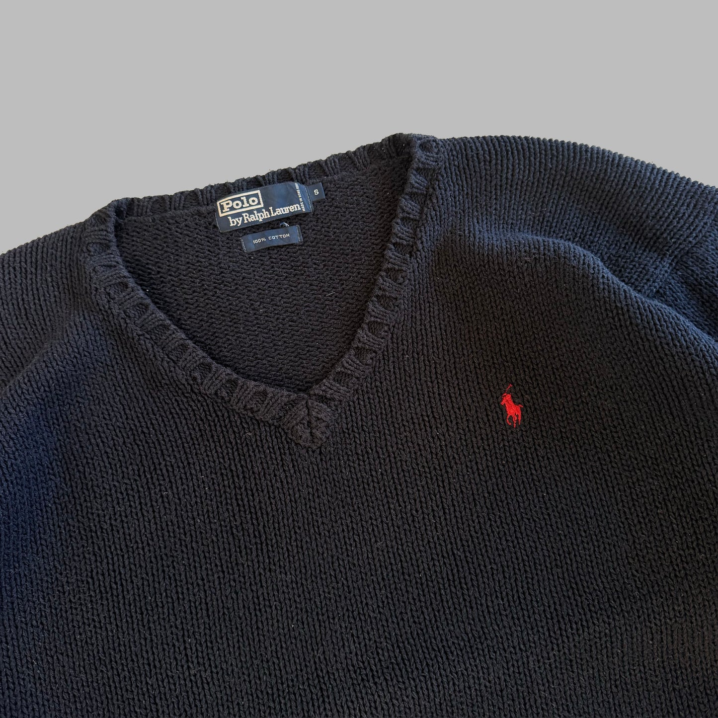 90s Polo Ralph Lauren V-neck Heavy Knit - L