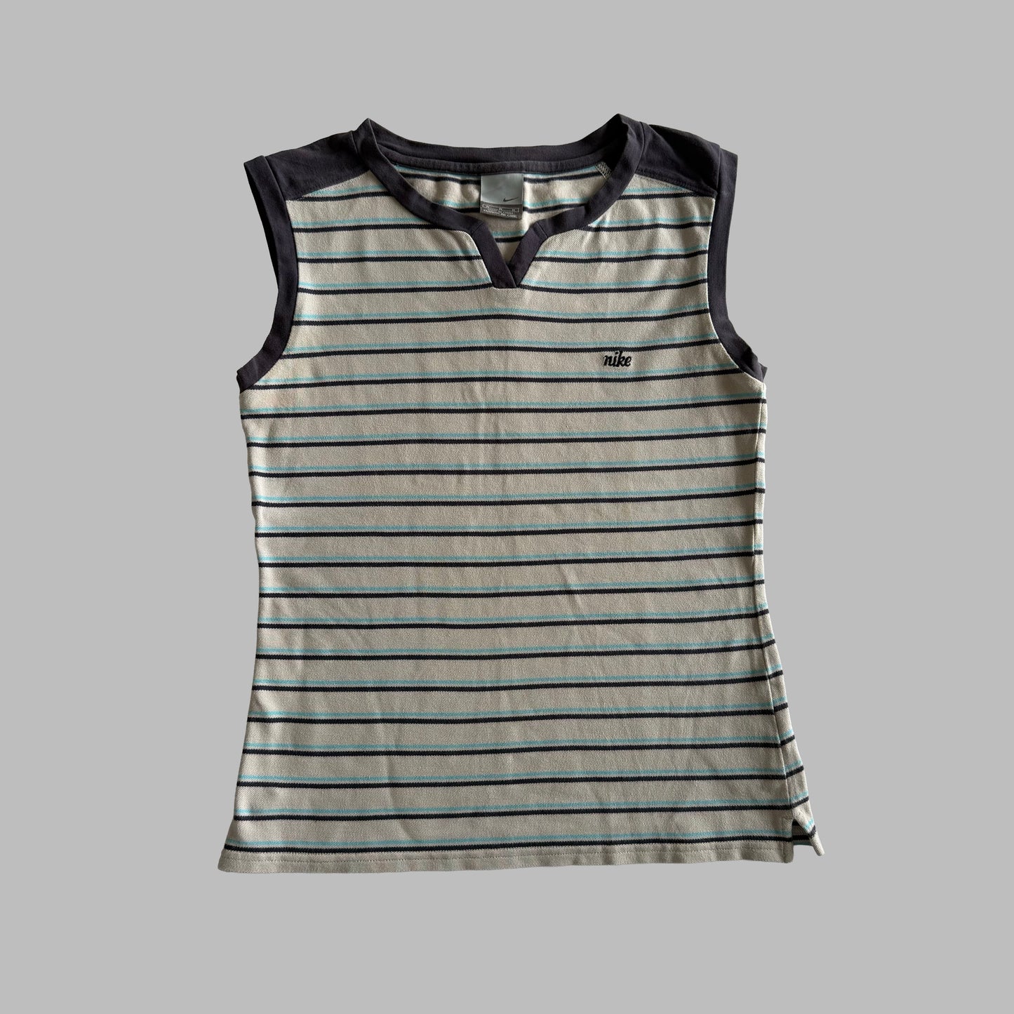 Y2K Nike Striped Low Cut Vest - M