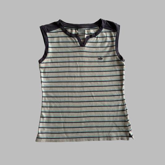 Y2K Nike Striped Low Cut Vest - M