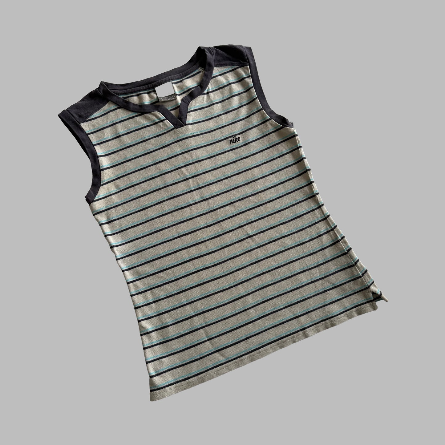 Y2K Nike Striped Low Cut Vest - M