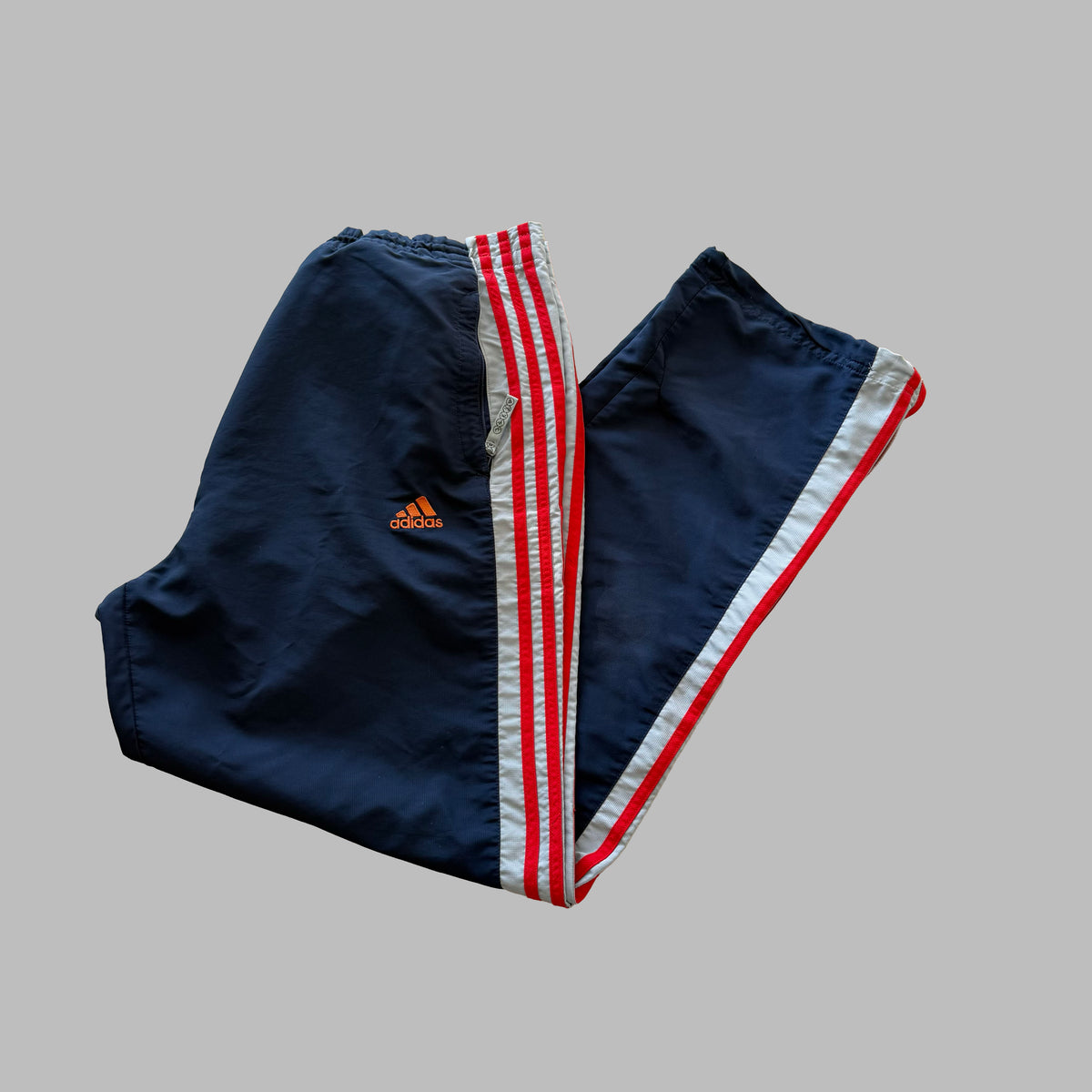 Y2K Adidas Three Stripe Baggy Track Pants - L