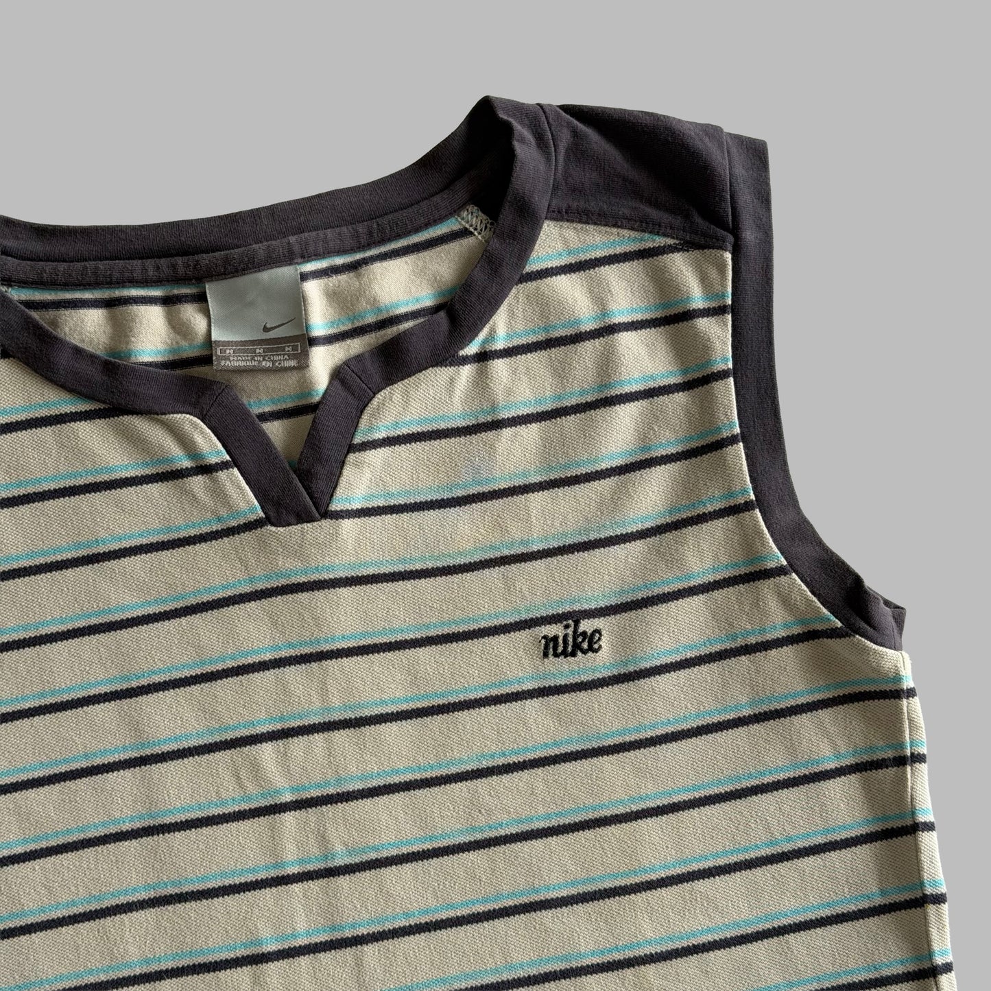 Y2K Nike Striped Low Cut Vest - M