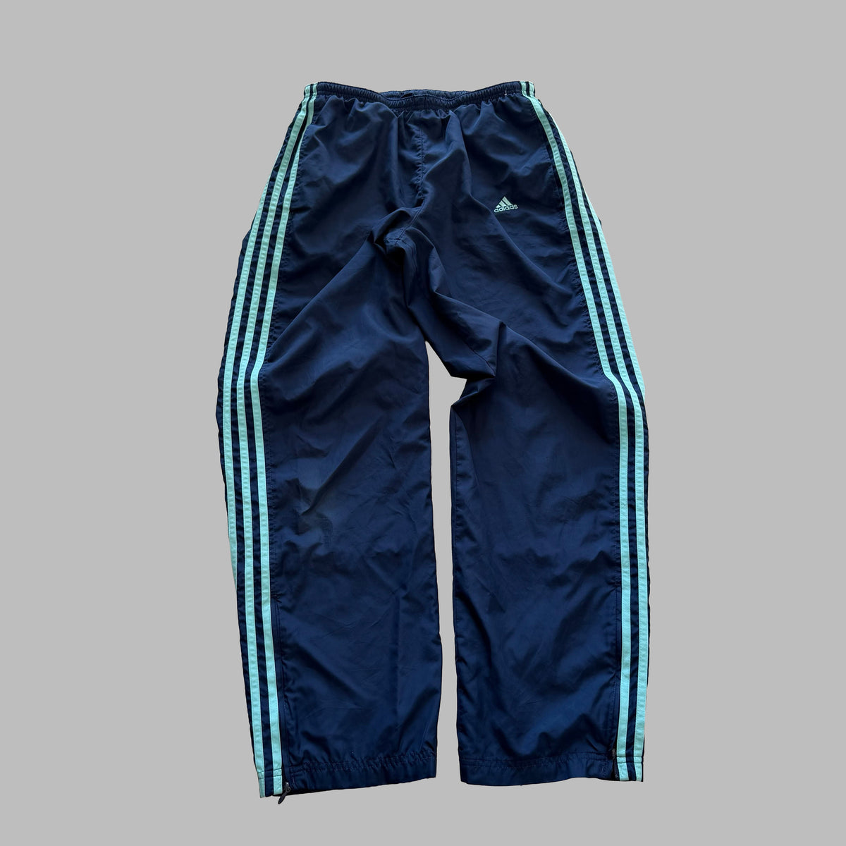 Y2K Adidas Three Stripe Wide Leg Track Pants - S