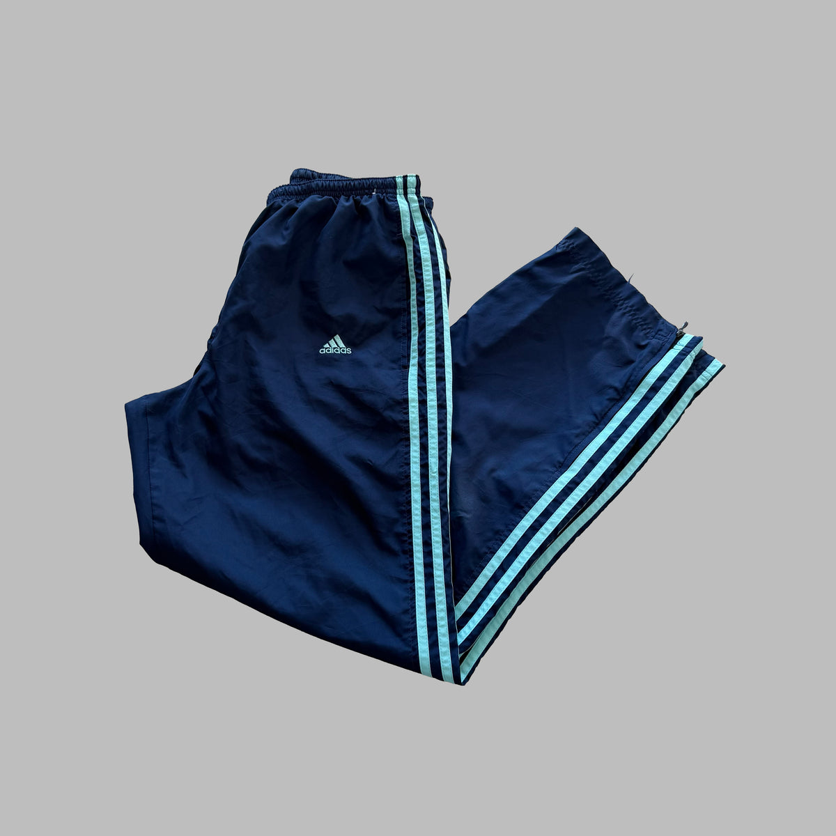 Y2K Adidas Three Stripe Wide Leg Track Pants - S