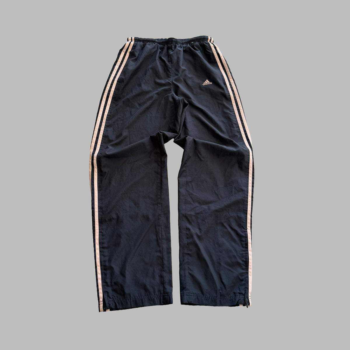 Y2K Adidas Three Stripe Wide Leg Track Pants - S