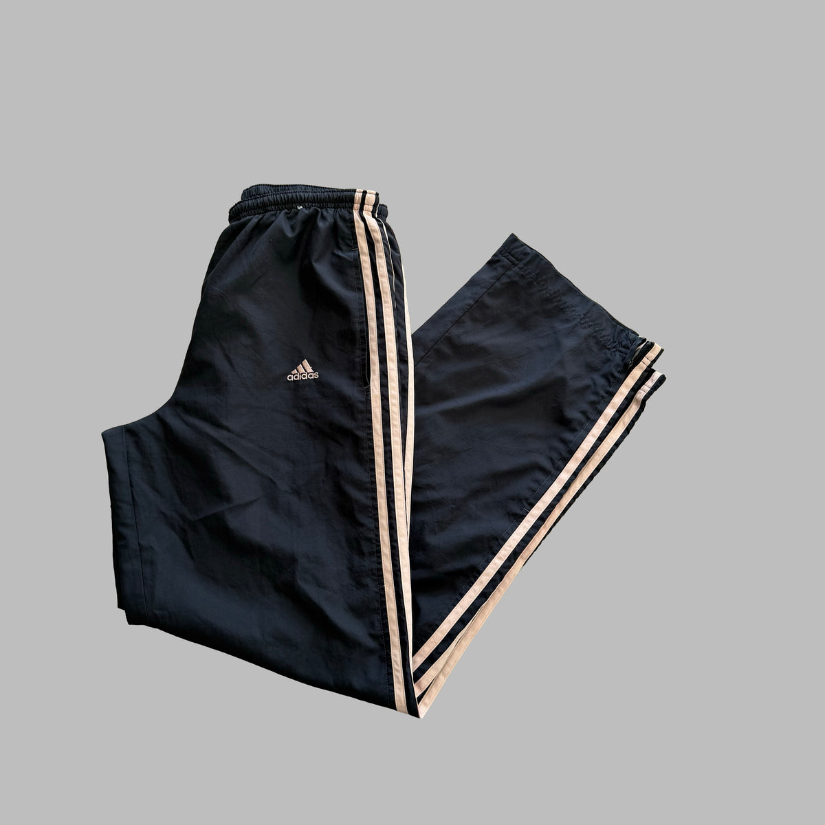 Y2K Adidas Three Stripe Wide Leg Track Pants - S