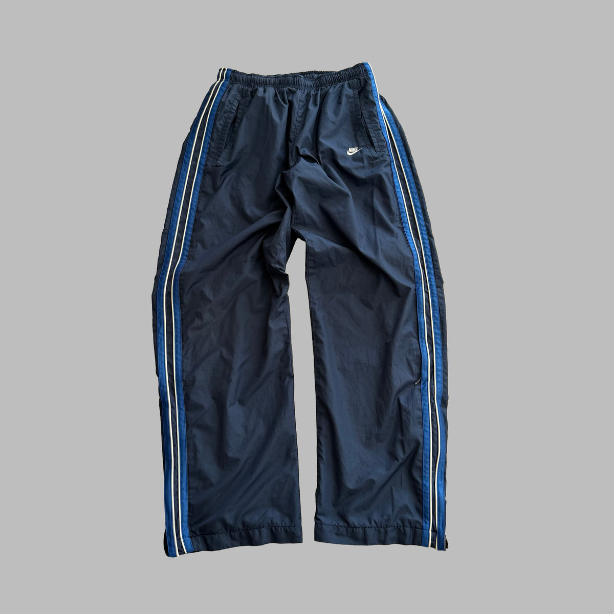 Y2K Nike Striped Wide Leg Track Pants - M