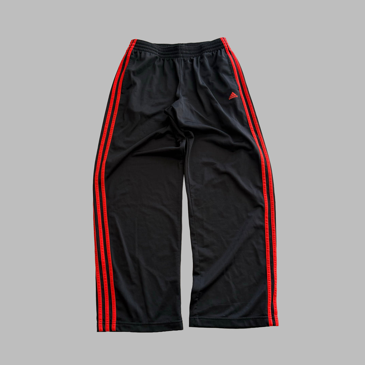 Y2K Adidas Three Stripe Wide Leg Track Pants - L