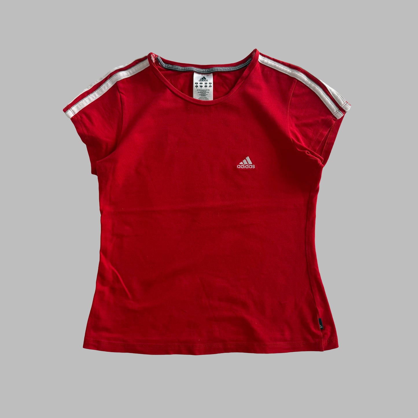 Y2K Adidas Three Stripe Synched Baby Tee - M/L