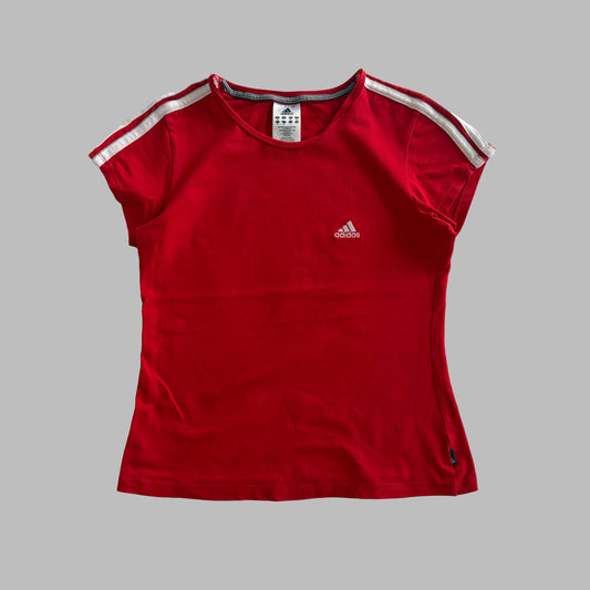 Y2K Adidas Three Stripe Synched Baby Tee - M/L