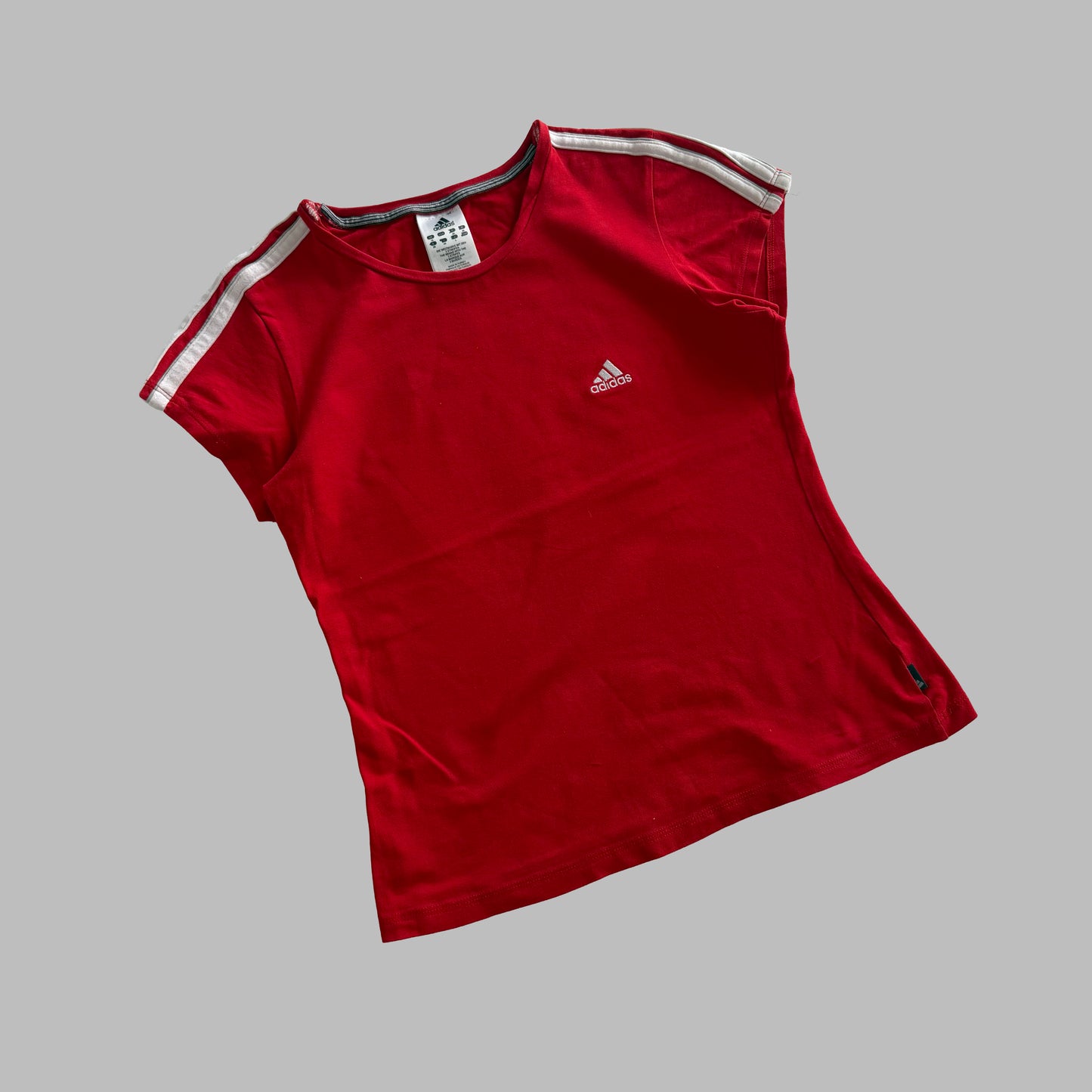 Y2K Adidas Three Stripe Synched Baby Tee - M/L